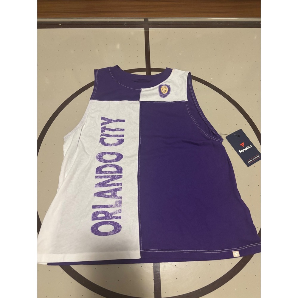 1164 Fanatics Orlando City SC MLS Tank Top Purple White Colorblock Womens M NWT